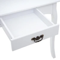 HOMCOM Vanity Table Set with Mirror and 3 Drawers, 360° Rotatable Wooden Makeup Dressing Table with Large Padded Stool, Gift for Women Girls, White(m-8)