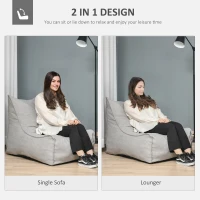 HOMCOM Bean Bag Chair, Stuffed Large Lounger for Indoors, Includes Washable Cover, Side Pockets and Backrest, for Kids and Adults, Grey(m-6)