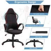 Vinsetto Executive Racing Office Chair Rocking Office Chair Adjustable Padded Seat with Wheels Black/ Red(m-5)