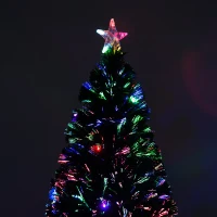 Open Box HOMCOM 6ft Artificial Pre-Lit Fiber Optic Holiday Christmas Tree with 28 LED Lights(m-9)