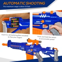 Qaba Automatic Soft Bullet Toy Foam Blaster with 20 EVA Foam Darts and Target Board Game for Boys & Girls 8-12 Years Old(m-5)