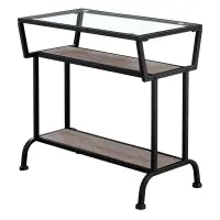 Monarch 22" 3-Tier Contemporary Tempered Glass Top Metal Framed Side Accent Table - Dark Taupe Finish(m-1)