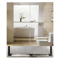 kleankin Bathroom Mirrored Cabinet, 28" x 24" Stainless Steel Frame Medicine Cabinet, Wall-Mounted Storage Organizer with Double Doors and Open Shelf, Silver(m-4)