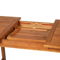 Outsunny Poplar Wood Slat Rectangular Extendable Outdoor Dining Table(m-12)