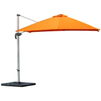 Outsunny 10ft Patio Offset Parasol Umbrella Cantilever Hanging Sun Shade Canopy Shelter 360° Rotation with Stand Orange(m-2)