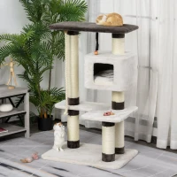 PawHut 47.75" Luxury Plush Cat Tree Activity Tower with Sisal Scratching Posts, Elevated Perches & a  Roomy Condo(m-2)