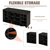 HomCom Upholstered Shoe Entryway Bench Rack with Comfortable PU Cushion Bench & Flexible Shelving Options, Brown(m-5)