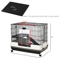 PawHut Spacious Rolling Small Animal Cage, Rabbit Pet Play House with Platform Ramp, Ideal for Indoor Play & Comfort(m-2)