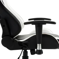 HOMCOM Executive Racecar Style Office Chair Gaming Recliner Swivel Adjustable PU Padded Home Office White(m-10)