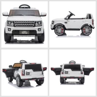Aosom Compatible 12V Battery-powered Kids Electric Ride On Car Landrover Discovery 4 Toy with Parental Remote Control Music Lights MP3 Suspension Wheels for 3-6 Years Old White(m-9)