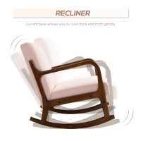 HOMCOM Upholstered Rocking Armchair with Wood Base and Linen Fabric Padded Seat for Living Room, Pink(m-4)
