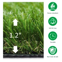 Outsunny 13' x 3.3' Synthetic Artificial Grass Turf Realistic Fake Thick Grass with UV Protection & Drain Holes, Outdoor Easy to Clean Lawn Pet Turf with High Density, 1.2'' Height(m-6)