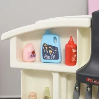 Qaba Kids Kitchen Playset with Simulation of Spray, 52-Piece Toy Kitchen Set, Pretend Play Game Sink with Real Running Water, Ages 3-6(m-10)