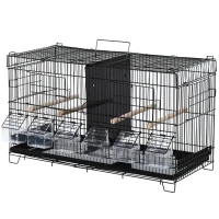 PawHut 17.75"x9"x10.5" Flight Bird Cage 4 Doors 6 Food Boxes 4 Perch Pole Metal PP Pine(m-2)