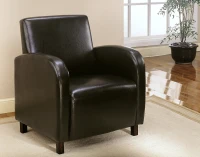 Monarch Upholstered Square Seat High Back Leather-Look Accent Arm Chair - Brown(m-2)
