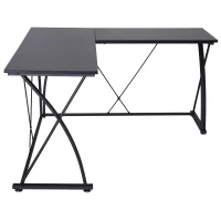 Vinsetto L Shape Computer Desk Eco-Friendly Wood & Metal Corner Display Table Minimalist Easy Assembly(m-7)