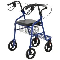 HOMCOM Adjustable Rollator Walker for Seniors with a Foldable Comfort Design, Steel Handbrakes, & Storage Space(m-1)