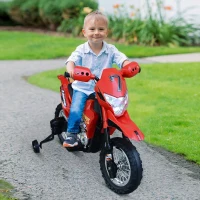 Aosom Cruising Kids Dirt Bike Electric Motorcycle with Charging 6V Battery, Real Driving Sounds, Built-In Music, Red(m-1)