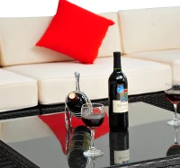 Outsunny 7pc Outdoor Rattan Sectional Patio Furniture Set - Cream/Brown(m-9)