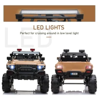 Aosom 12V Kids Electric 2-Seater Ride On Police Car SUV Truck Toy with Parental Remote Control & MP3 Sound, Tan(m-5)