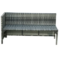 Outsunny 3 Piece Patio Furniture Set, Rattan Outdoor Sofa Set with Chaise Lounge & Loveseat, Soft Cushions, Tempered Glass Table, L-Shaped Sectional Couch, Light Gray(m-9)