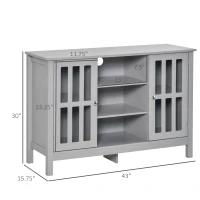 HOMCOM Sideboard, Buffet Cabinet, Coffee Bar Cabinet, Kitchen Cabinet with Storage Shelves, Slatted Framed Doors and Cable Management for Living Room, Gray(m-3)