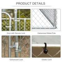 PawHut Dog Kennel Heavy Duty Playpen with Galvanized Steel Secure Lock Mesh Sidewalls and Waterproof Cover for Backyard & Patio, 13' x 7.5' x 7.5'(m-6)