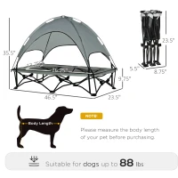 PawHut 46" Elevated Ventilated Cooling Pet Dog Bed w/ Canopy Shade Cover, Travel Bag, Silver(m-3)