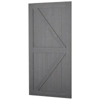 HOMCOM 7' H x 3.5' W Sturdy Sliding Barn Door, Unfinished Solid Spruce Wood Frame with Pre-Drilled Holes - Grey(m-1)