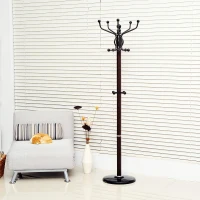 HOMCOM 69inch 4 Level 15 Hook Rotating Metal Coat Hat Jacket Umbrella Rack with Marble Base(m-2)
