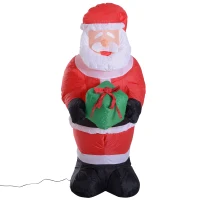 HOMCOM 8FT Tall Inflatable Santa Holding Gift Box Outdoor Lighted Airblown Christmas Decoration Holiday Lawn Yard Decor(m-4)