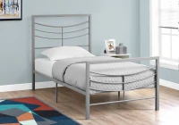 Monarch 41" Contemporary Curved Horizontal Slat Metal Bed Frame - Twin Size - Silver Finish(m-2)
