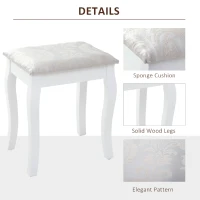 HOMCOM Vanity Table Set with Mirror and 3 Drawers, 360° Rotatable Wooden Makeup Dressing Table with Large Padded Stool, Gift for Women Girls, White(m-6)