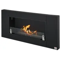 HOMCOM Ethanol Fireplace, 43.25" Wall-Mounted 0.73 Gal Stainless Steel Max 323 Sq. Ft., Burns up to 4 Hours, Black(m-1)