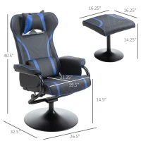 Vinsetto High Back Video Gaming Recliner with Ottoman, Racing Style PC Computer Office Chair, Swivel with Headrest & Lumbar Support, Adjustable Height, Black/Blue(m-3)