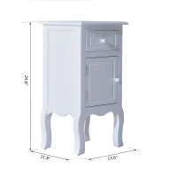 HOMCOM Wood Night Stand Bedroom Bedside End Table with Storage Drawer and Cabinet White(m-3)