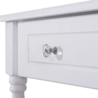 HOMCOM Luxury Wooden Vanity Table Set Makeup Table with Tri-Folding Mirror, Drawer and Padded Stool, White(m-9)