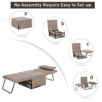 HOMCOM 4-in-1 Multi Function Folding Single Sofa Bed with Retractable Footrest, Convertible Sleeper with Adjustable Backrest For Living Room and Small Spaces, Light Coffee(m-4)