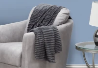 Monarch 60" x 50" Ultra Soft Ribbed Style Throw Blanket - Grey(m-2)