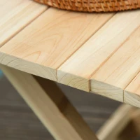 Outsunny Folding Side Table Portable Outdoor Square Table Quik-Fold All Wood Structure for Beach Camping Picnics Natural Wood Color(m-9)