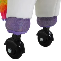 Qaba Kids Plush Toy Ride-on Rocker Unicorn Horse Rolling Pony w/ Realistic Sound - White(m-10)