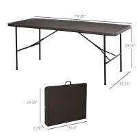 Outsunny 6ft Outdoor Folding Camping Table Garden Backyards BBQ Party Picnic Table Coffee(m-3)