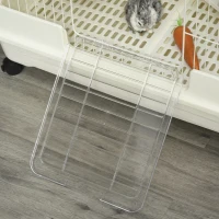 PawHut 2-Level Small Animal Cage Rabbit Hutch with Wheels, Removable Tray, Platform and Ramp for Bunny, Chinchillas, Ferret, White(m-11)