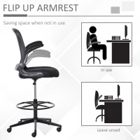 Vinsetto Tall Drafting Desk Chair Computer Desk Home Office Mesh Standing Chair with Mid Back, Foot Ring, Flip-up Arm, 360° Swivel Wheels, Black(m-6)