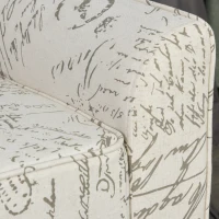 HOMCOM 42" Ottoman Bench, Modern Linen Armed Entryway Bench, Signature Print with Cream White Parchment Background(m-11)