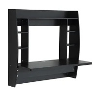 HomCom Floating Wall Mount Office Computer Desk with Storage - Black(m-1)
