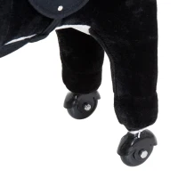 Qaba Kids Interactive Plush Mechanical Walking Ride On Horse Toy with Wheels - Black(m-14)
