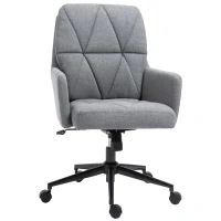 Vinsetto Office Chair Swivel Upholstered Task Chair with Double Thick Padded Backrest, Adjustable Height, Soft Cushioned Seat and 5 Wheels, Grey(m-11)