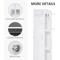 HOMCOM Full Length Glass Mirror with Hidden Jewelry Cabinet and Pine Wood Clothing Rack, White(m-8)