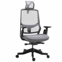 Vinsetto High Back Ergonomic Mesh Office Chair with Adjustable Height, Armrests, Lumbar Support and Headrest, Grey/Black(m-1)